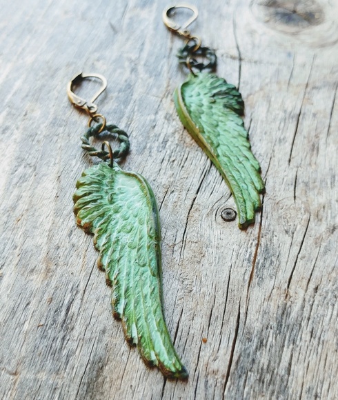 Handmade for Earthlings Jewelry - 🆕 Verdigris Brass Wings 💐